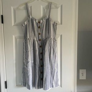 Loft blue striped button down dress